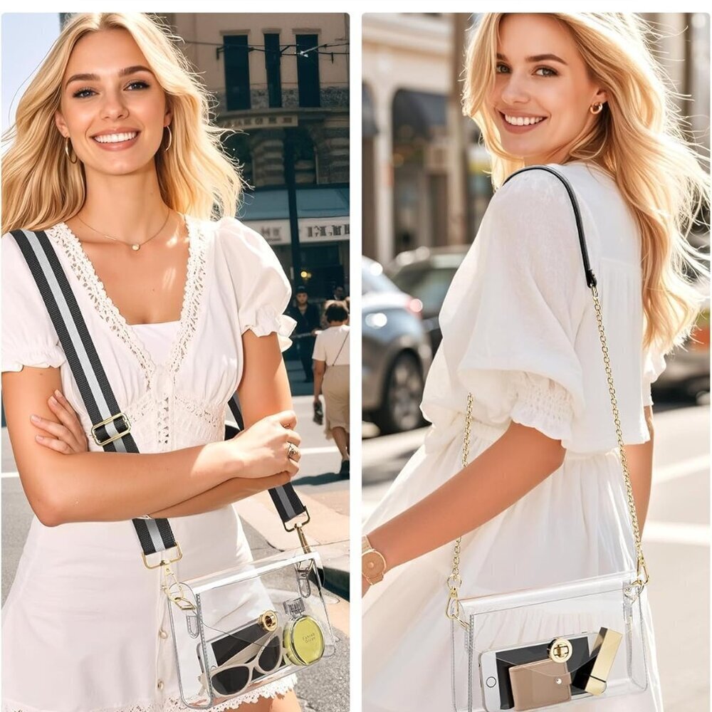 Clear Stadium Approved Purse Women Crossbody Bag Waterproof Stain-Resistant - Picture 2 of 8
